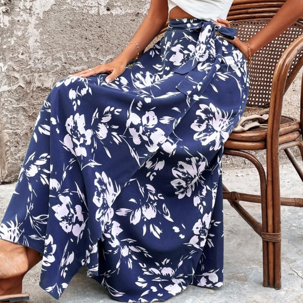 Boho Floral Print Wrap maxi Skirt - Picture 9 of 12